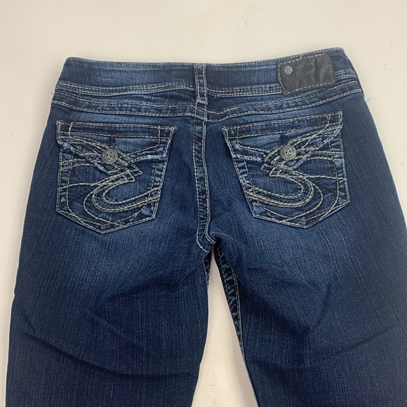 Silver Jeans Suki Surplus Boot Size 29 Dark wash denim with stretch Black patch - Picture 3 of 15